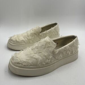 COS Women's Shoe Size 8M Ivory Fluffy Canvas Cushioned Casual Slip On Shoes